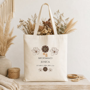 Floral Boho Bridesmaid Wedding Tote Bag