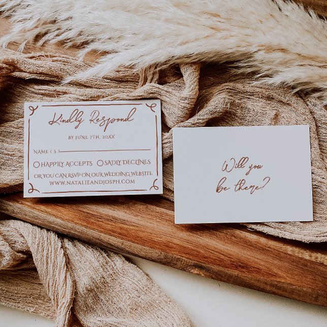 Floral Boho Burnt Orange Terracotta Earthy Wedding RSVP Card (Creator Uploaded)