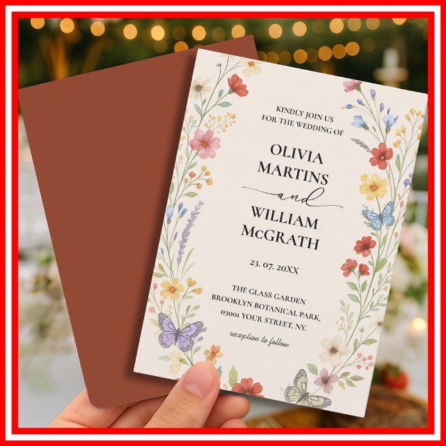 Floral Boho Burnt Orange Terracotta Wedding Invitation (Creator Uploaded)