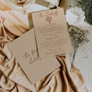 Floral Boho Chic Cream Terracotta Wedding Details Enclosure Card