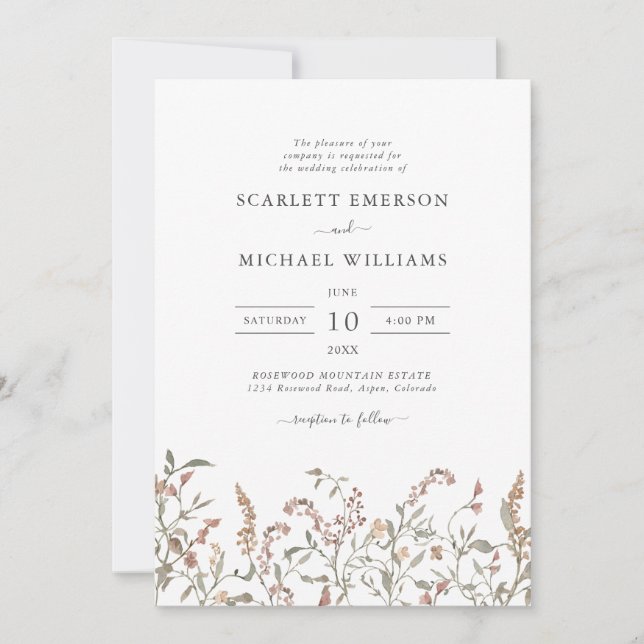 Floral Boho Chic Wedding Invitation (Front)