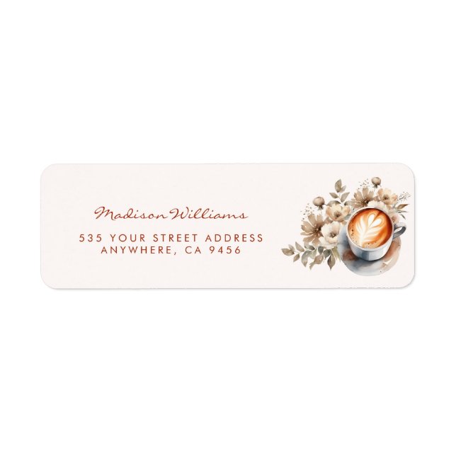 Floral Boho Coffee Themed Bridal Shower Address (Front)
