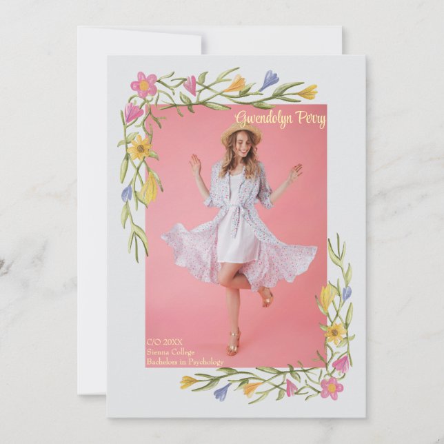 Floral Boho College Graduation Party Invitation (Front)