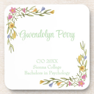 Floral Boho College Graduation Party Plastic Coaster