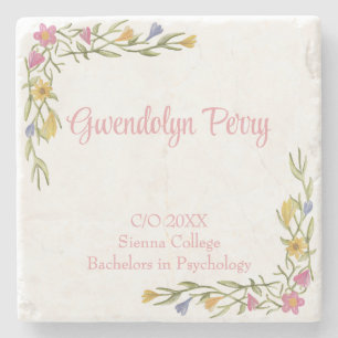 Floral Boho College Graduation Party  Stone Coaster