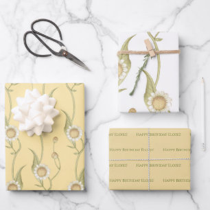Floral Boho Daisy Chain Personalise Wrapping Paper
