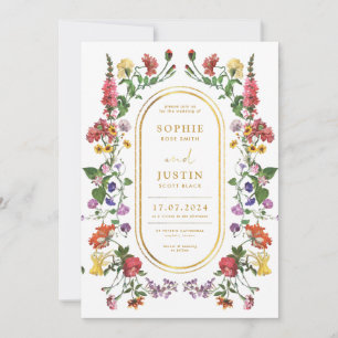 Floral Boho Double Sided Wedding Invitation