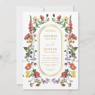 Floral Boho Double Sided Wedding Invitation