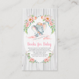 Floral Boho Elephant Baby Shower Bring a Book Enclosure Card
