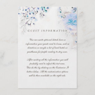Floral Boho Fresh Light Blue Wedding Insert Card