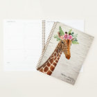 Floral Boho Giraffe White Brick Planner