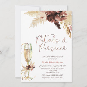Floral Boho Glass Petals Prosecco Bridal Shower Invitation
