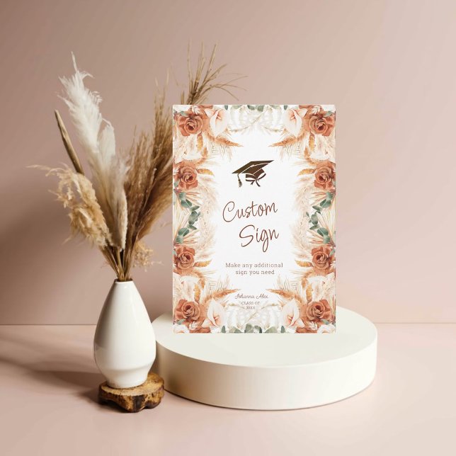 Floral Boho Graduation Party Custom Sign Card (Creator Uploaded)
