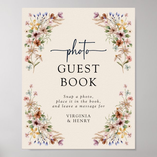 Floral Boho Guest Book Poster (Front)