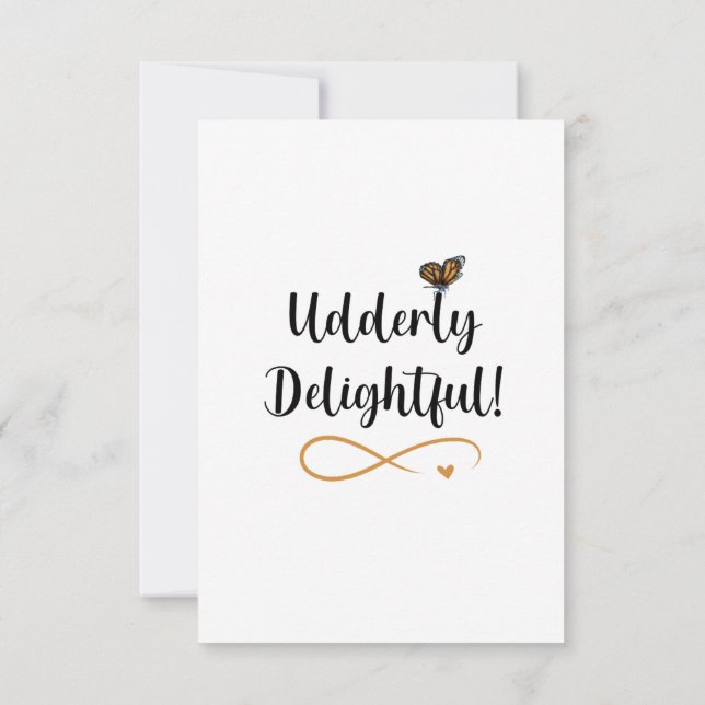 Floral Boho Highland Cow Butterfly Whimsical Thank You Card (Back)
