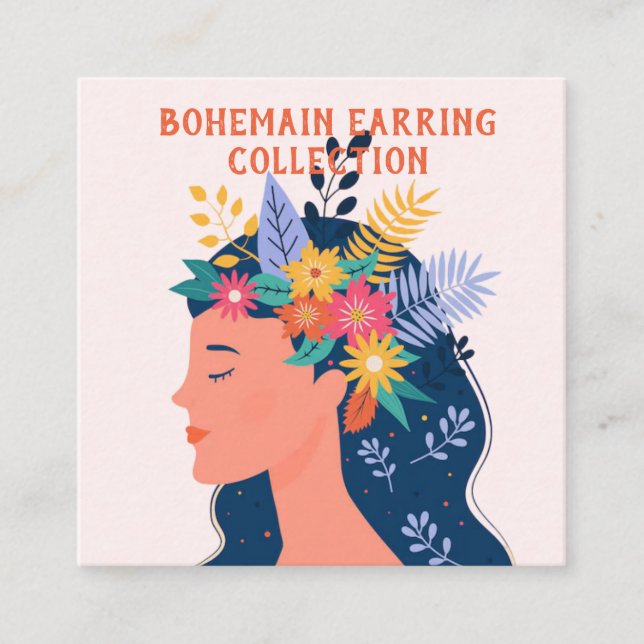 Floral boho illustration Earing Display card (Front)