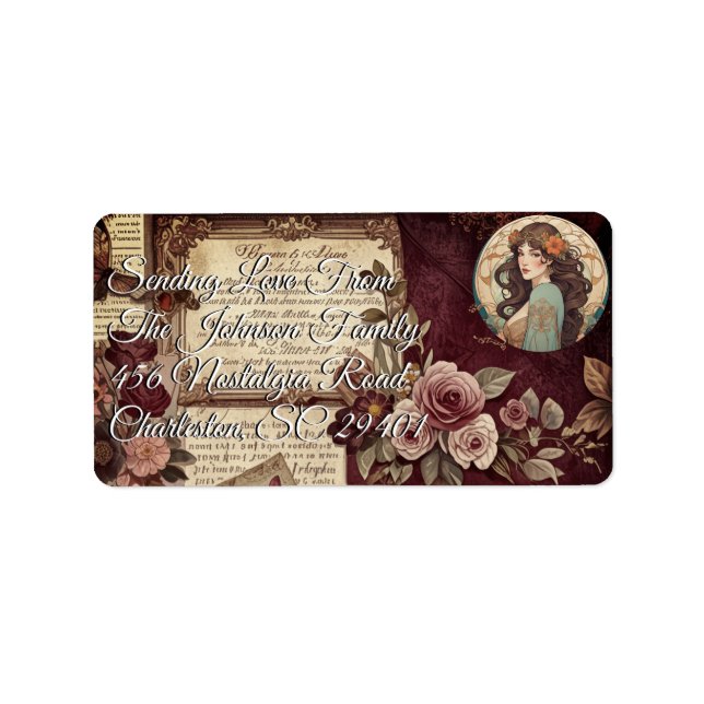 Floral Boho Love Letters – Romantic Vintage Label (Front)