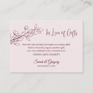 Floral Boho Minimalist "In Lieu of Gifts" Cards