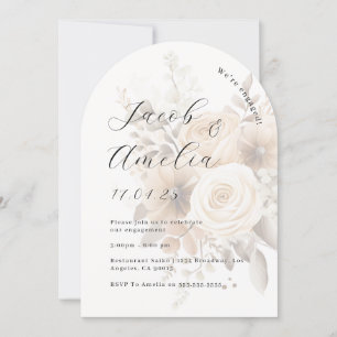Floral Boho Modern Arch Engagement Party   Invitation