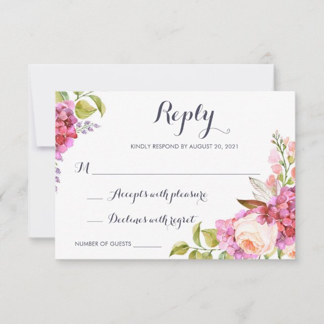 Floral Boho Modern Respond Card RSVP (Front)