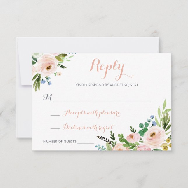 Floral Boho Modern Respond Card RSVP (Front)