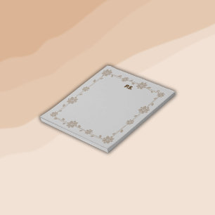 Floral Boho Monogram Brown Notepad