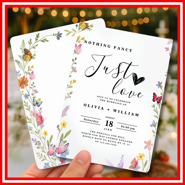 Floral Boho Nothing Fancy Just Love Wedding  Invitation (Creator Uploaded)