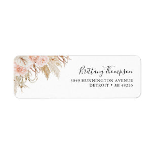 Floral Boho Pampas Grass Wedding Label