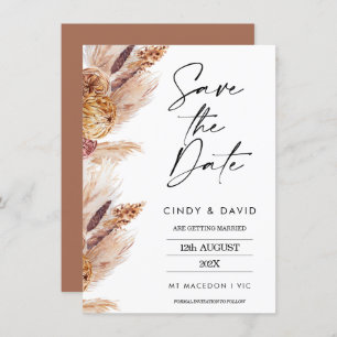 Floral Boho Pampas Wedding Save The Date Card