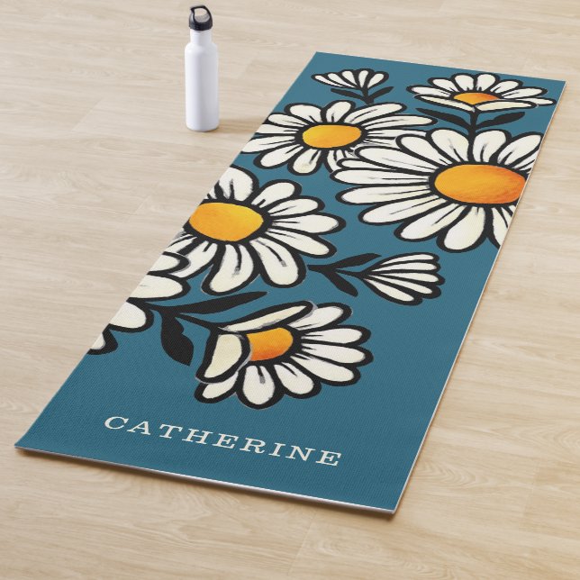 Floral Boho Pattern Custom Name Yoga Mat (In Situ)
