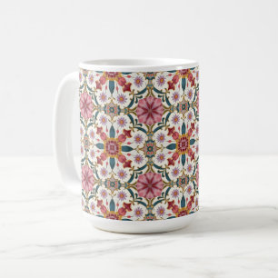 Floral Boho Pattern in Red, Pink & Teal Coffee Mug