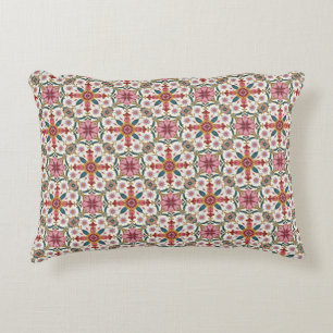 Floral Boho Pattern in Red, Pink & Teal Decorative Cushion