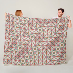 Floral Boho Pattern in Red, Pink & Teal Fleece Blanket
