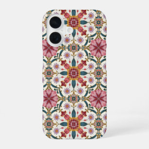 Floral Boho Pattern in Red, Pink & Teal iPhone 16 Case