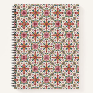 Floral Boho Pattern in Red, Pink & Teal Notebook