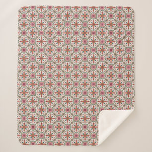 Floral Boho Pattern in Red, Pink & Teal Sherpa Blanket