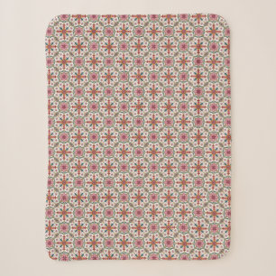 Floral Boho Pattern in Red, Pink & Teal Sherpa Blanket