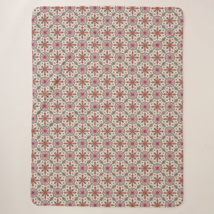 Floral Boho Pattern in Red, Pink & Teal Sherpa Blanket