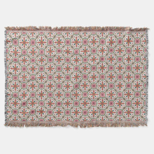 Floral Boho Pattern in Red, Pink & Teal Throw Blanket