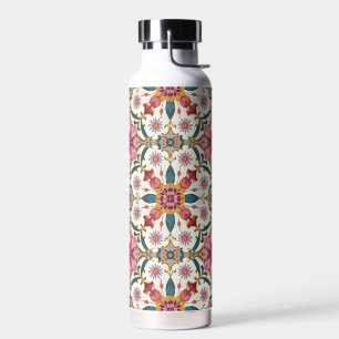 Floral Boho Pattern in Red, Pink & Teal Water Bottle