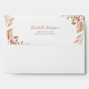 floral boho pink pampas grass bridal shower envelope