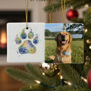 Floral Boho Pink Rose Dog Mum Pet Lover Gift Ceramic Ornament