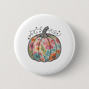 Floral Boho Pumpkin Preppy Fall Thanksgiving Cozy 6 Cm Round Badge