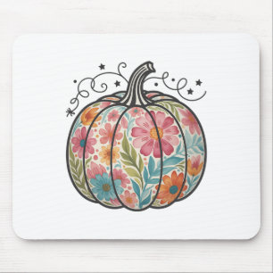 Floral Boho Pumpkin Preppy Fall Thanksgiving Cozy Mouse Mat