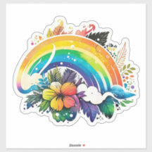 Floral Boho Rainbow Sticker