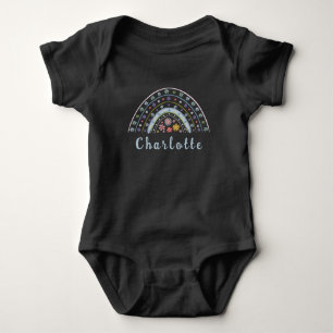 Floral Boho Rainbow with Personalised Name Baby Bodysuit