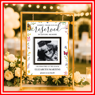 Floral Boho Reserved Seat Wedding Sign Deceased