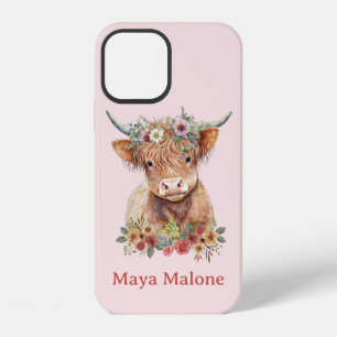 Floral Boho Rustic Highland Cow Cute Gift iPhone 12 Case