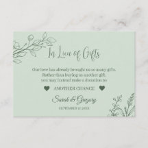 Floral Boho Sage Green  "In Lieu of Gifts" 