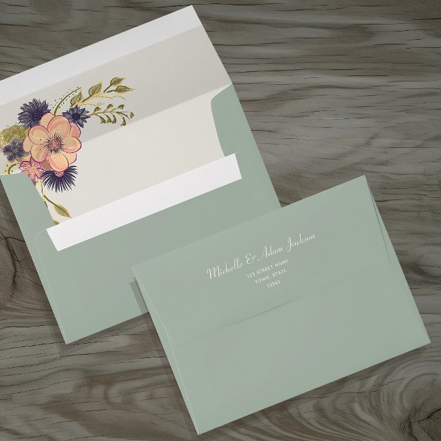 Floral Boho Sage Green Wedding Envelope (Creator Uploaded)